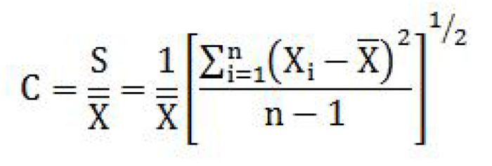 This image shows the coefficient of variation formula.