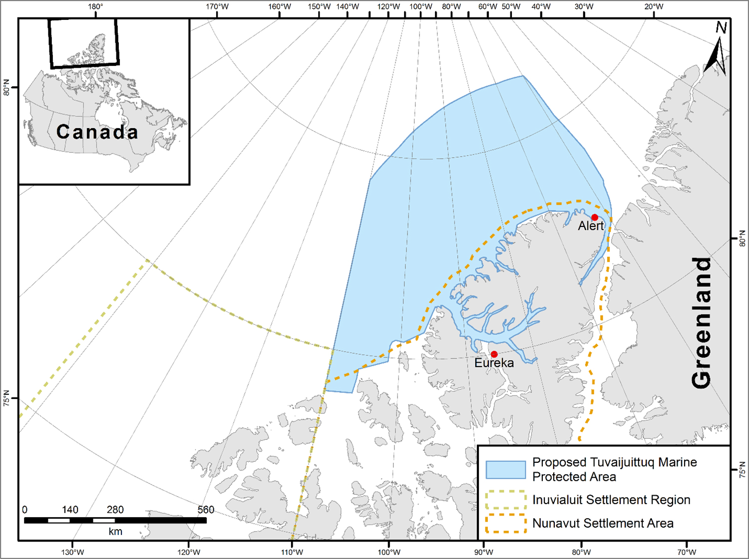 Figure 1. Map of proposed Tuvaijuittuq Marine Protected Area