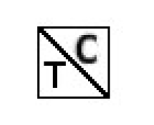 Symbol consisting of a square outline divided diagonally in half from top left corner to bottom right corner. The top right half has an uppercase letter C inside and the lower left half has an uppercase letter T inside.