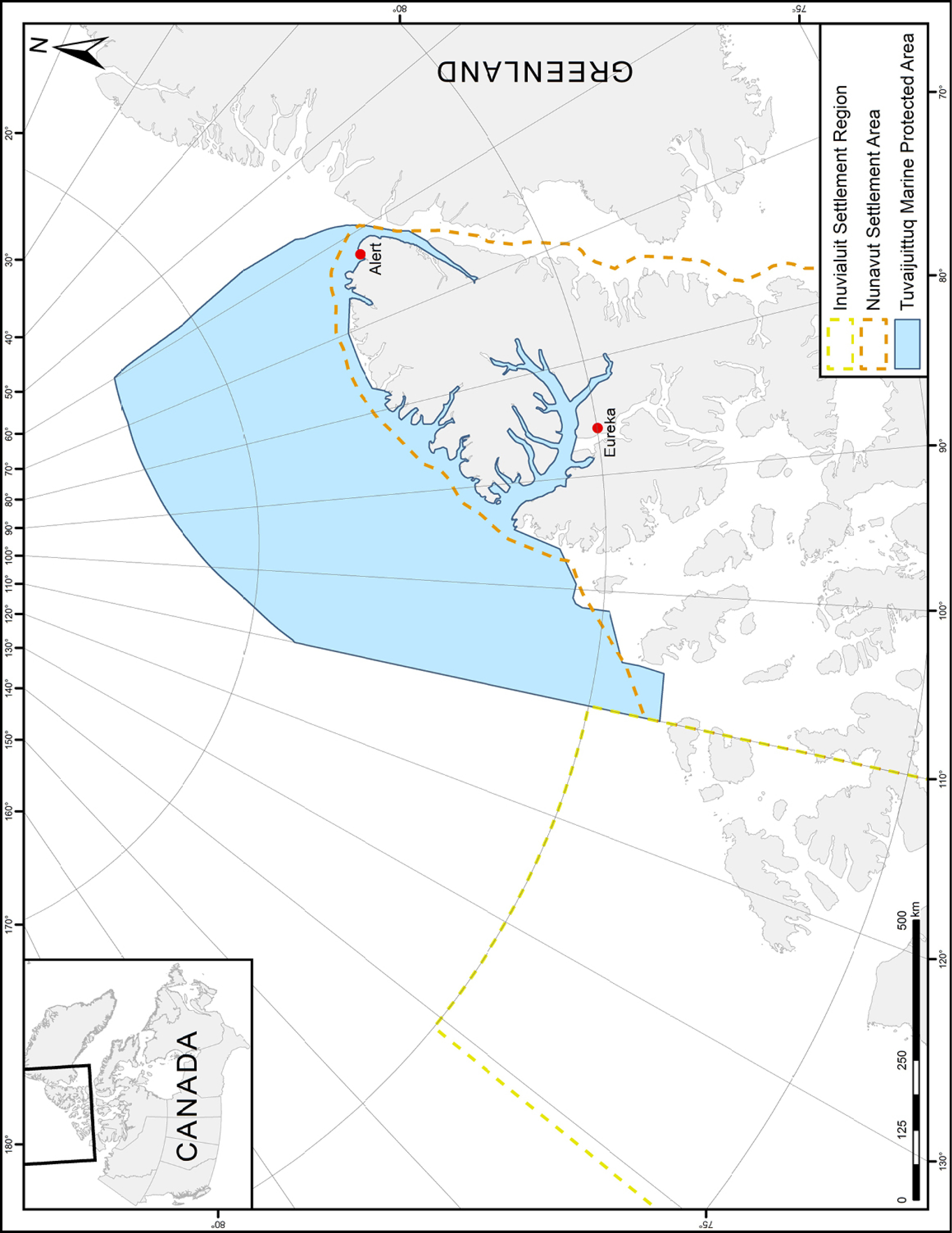 Figure 1: Map of the Tuvaijuittuq Marine Protected Area - Text version below the image